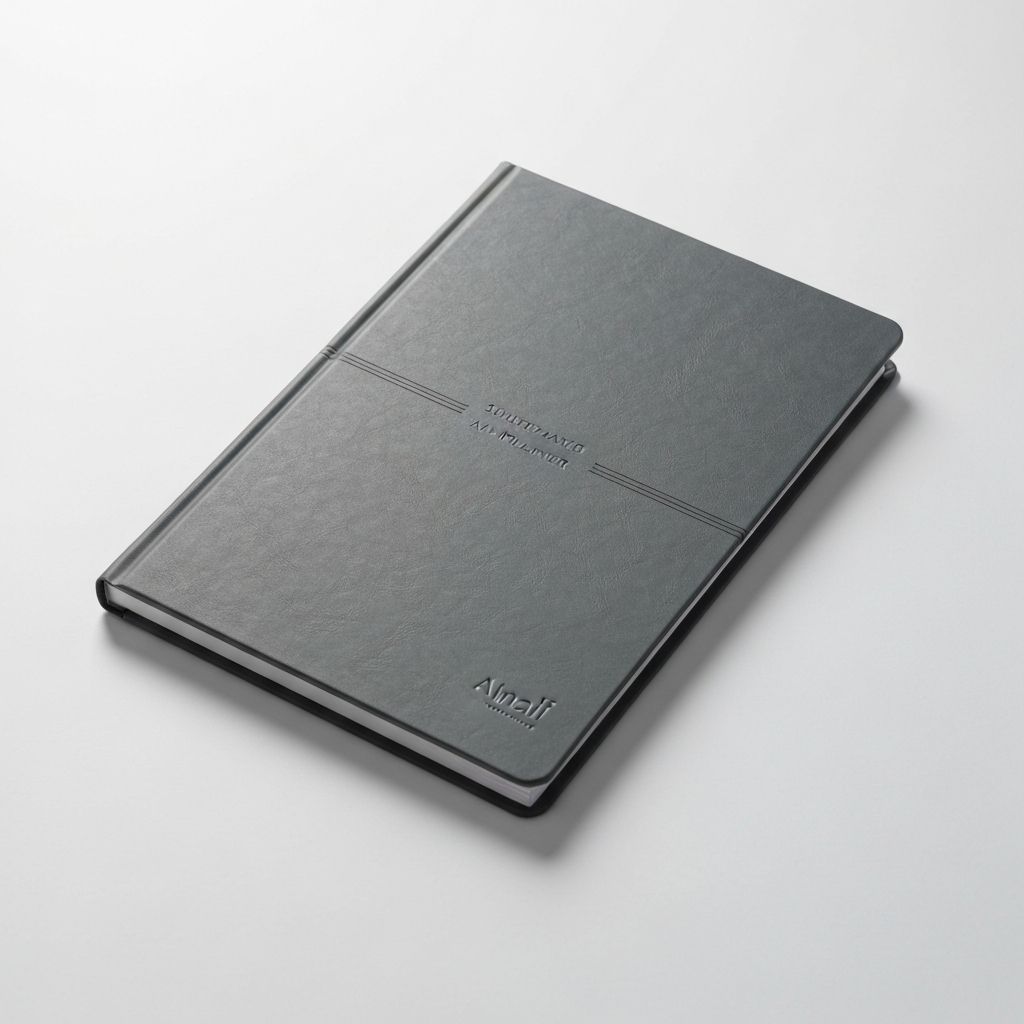 Jahresplaner mit Hardcover in Dunkelgrau auf weißem Hintergrund